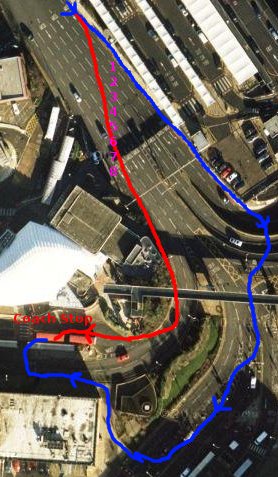 map of the 8 lanes I have to cross